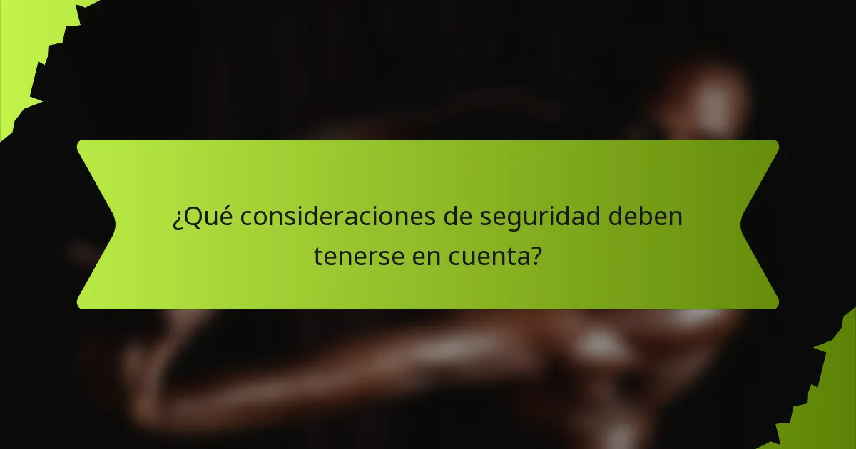 ¿Qué consideraciones de seguridad deben tenerse en cuenta?